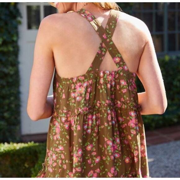 NEW Matilda Jane Tank Top Women's Size Medium Brown On A Whim Floral Ruffle Hem - Picture 2 of 10